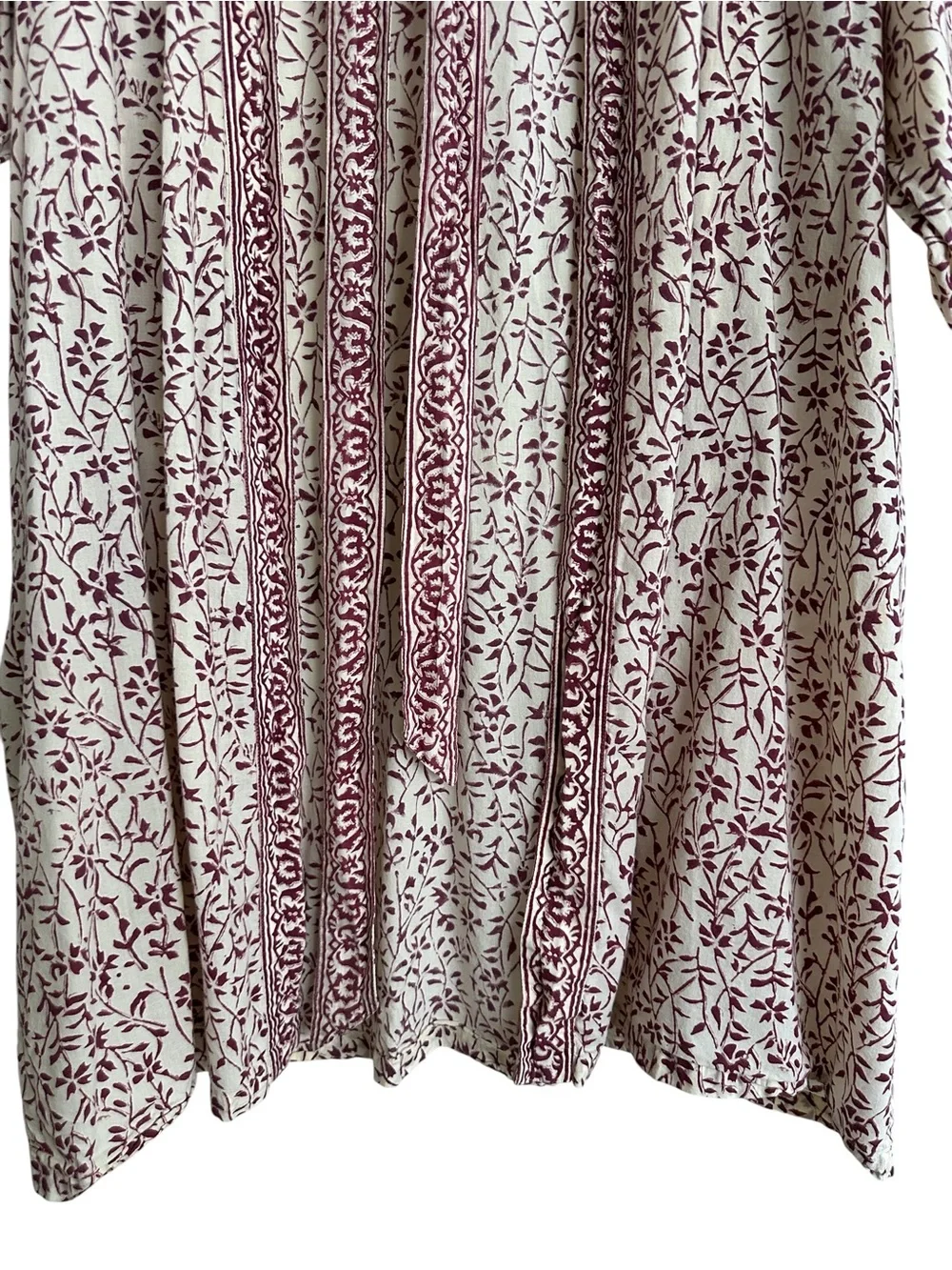 ANOKHI Cotton Block Print Kimono Robe Free Size Boho Burgundy Floral Loungewear